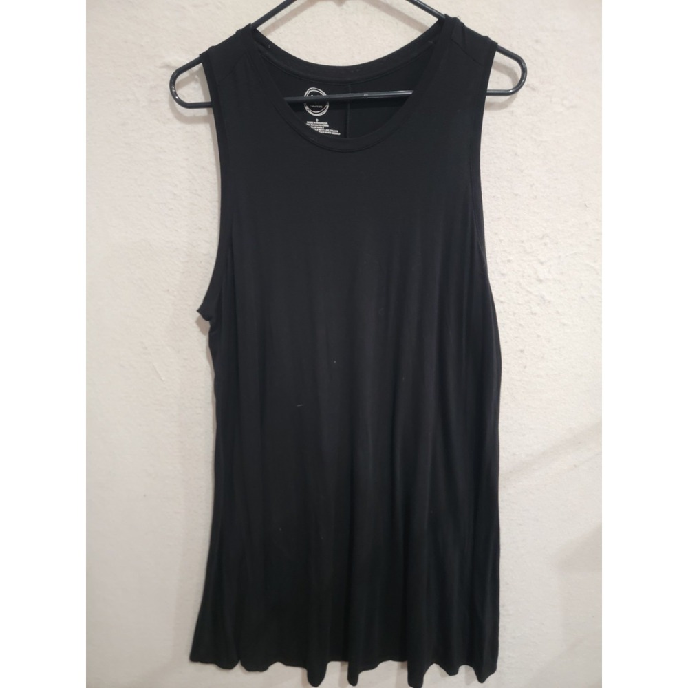 Maurices 24/7 Womens 0 Plus Black Tank Top‎ Dress Rayon Spandex Stretch Basic